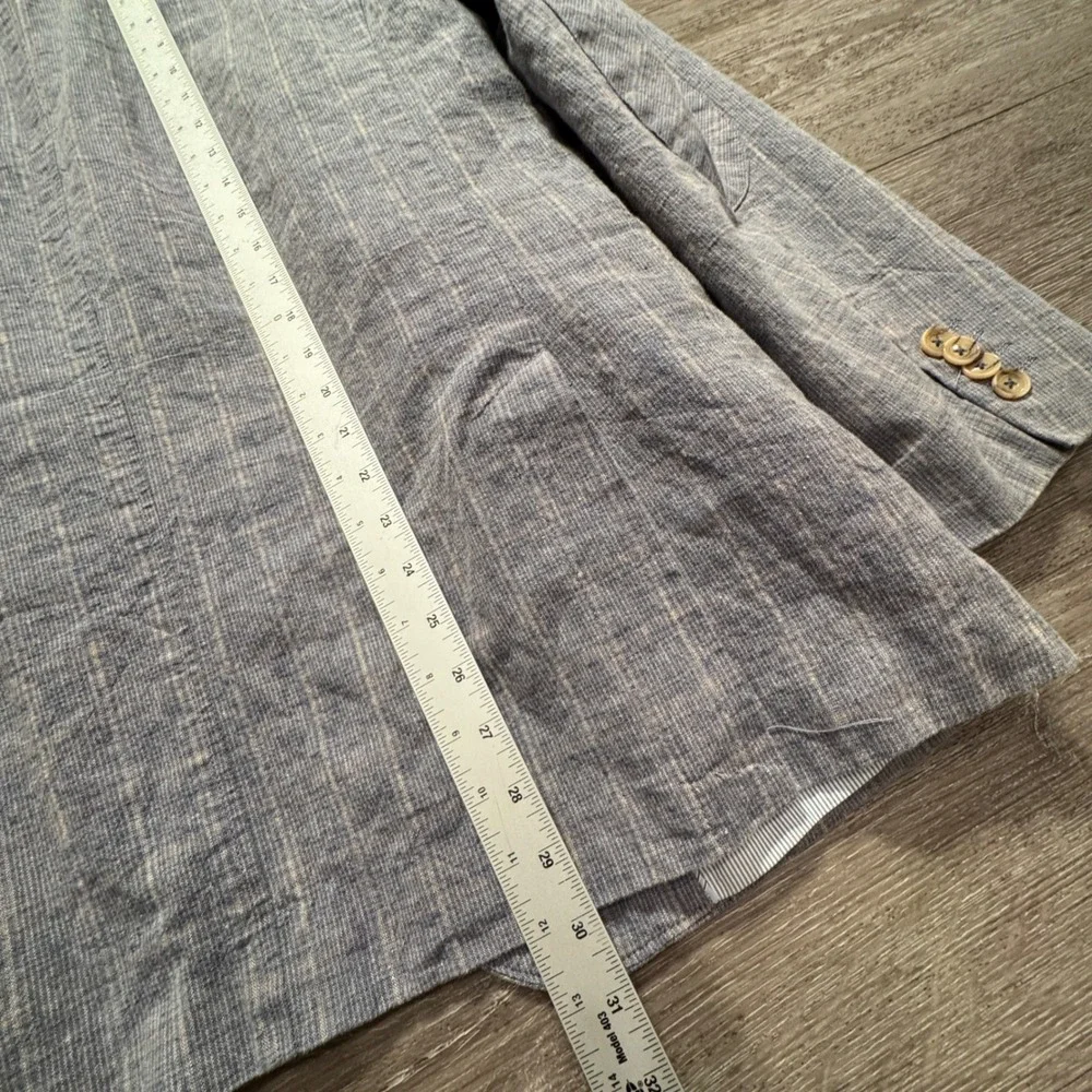 Joseph Abboud Sport Coat Mens L 42R Gray Plaid Linen Vacation Heritage Blazer